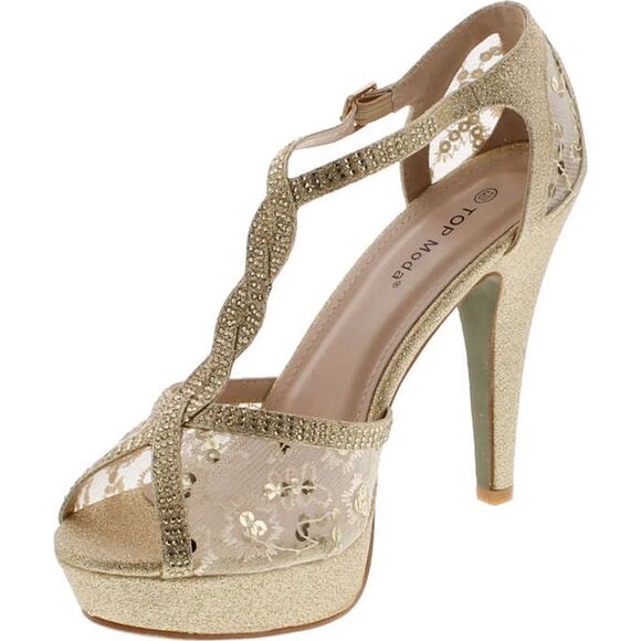 Top Moda HY-5 Gold Womens pumps-shoes 8.5 NEW - Picture 2 of 4